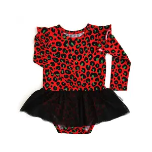 Christmas Leopard TUTU Baby Girl Clothes Bamboo Toddler Outfit Soft & Comfortable with Easy Snap Changes True to Size 6m-24m