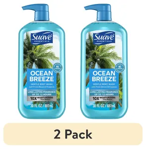 Suave Essentials Ocean Breeze Body Wash 2 Pack 30 Oz Unisex Gentle Cleanser with Vitamin E for Soft Smooth Skin