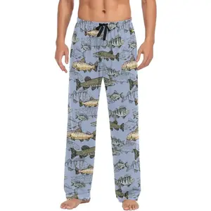 Men's Pajama Pants Soft Comfy River Fish Sleep Lounge Pants Pjs Bottoms