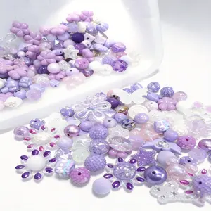 DIY Bead Bag Mix Heart Flower Butterfly ShapesColorful Acrylic Material Perfect for Craft Enthusiasts