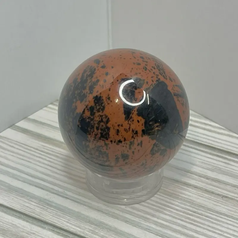 Natural Crystal Mahogany Obsidian Sphere - Grounded Earth Energy Tool for Reflection, Self-Discovery, Self-Acceptance, Protection - Varied Sizes, Intuitive Choice for Mindful Thinking