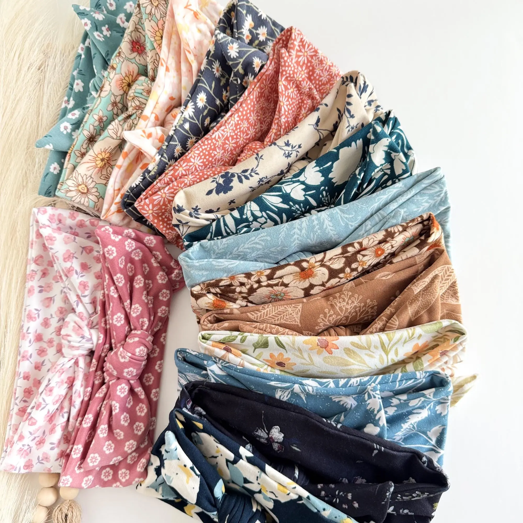 Handmade Floral Tie Headband for Women - Soft Breathable Stretch Fabric, Lightweight & Non-Slip Accessory for Nurse Hairstyles, Headbands For Women, Female, Teachers, Floral Print, Nurses, Double-Brushed, Elastic Headbands
