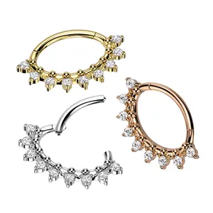 16G Oval Flower Hoop • Clicker Ring • Nose Ring • Septum Ring • Seamless Hoop • Hinged • Helix • Cartilage Piercing • Daith • Earring