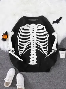 New Arrival Fall Winter Men's Graphic Pullover Sweater, Casual Fitted Round Neck Knitwear, Daily Wear Fashion Top