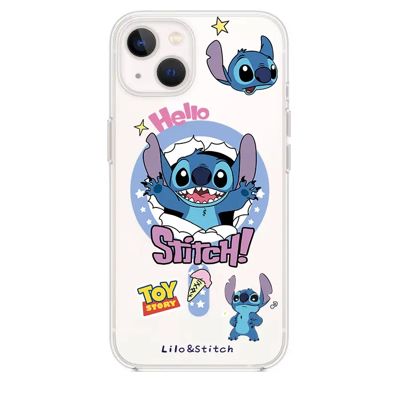 Disney Stitch Transparent Magnetic Phone Case with Hello Stitch Design for Lilo & Stitch Fans Transparent Material & Magnetic Feature
