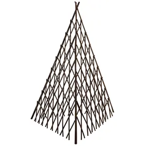 Expandable Teepee Wood Trellis for Climbing Plants - Freestanding Pyramid Plant Climber Support