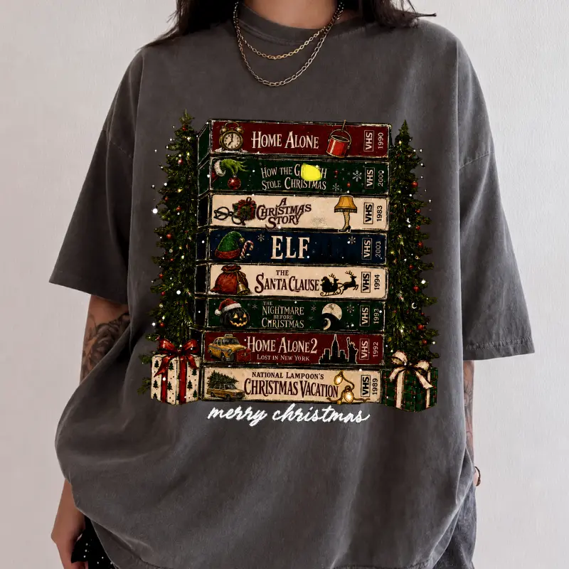 Comfort Colors Christmas Movie Shirt, Retro Christmas T-Shirt, Funny Holiday Tee, Vintage Xmas Shirt, Cozy Christmas Gift for Women
