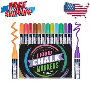 Dry Erase Markers, Low Odor Ink, Assorted Colors, Fine Tip, 12 Count