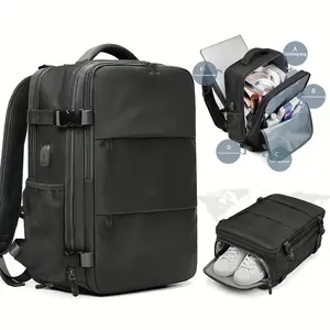 2026 New Model Extra Large Capacity Travel Backpack with Shoe Compartment, Polyester Lightweight Laptop Backpack with Charging Port, Stylish Travel Commuting Bag
