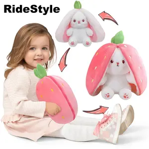 Cute Strawberry Bunny Plush Toy Soft Kawaii Stuffed Animal Gift for Kids Girls Hug Pillow Bed Decoration Birthday Present Furry Friends Plush Doll