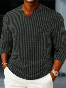 Men's Fashion Casual Knit Sweater, Small Stand Collar Block, Daily Wear Commuter Versatile Stylish Henley Shirt