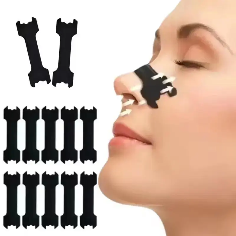 Extra Strength Nose Strips for Breathing, 10/30 Pcs Black Self-Adhesive and Disposable Anti-Snoring Sleep Aids for Adults, Nose Strips Breathing