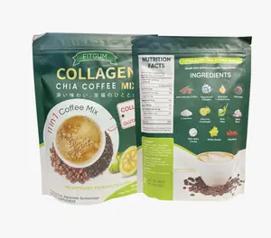 FITGUM 20X Collagen Chia Coffee - 11 in 1 Coffee Mix with Collagen & Glutathione - 10 Sachets per Pack - 2 Packs Total - US Beverage Colagen