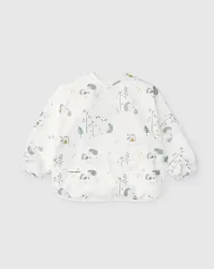 Long Sleeve Bib - Hedgehogs | Reusable & Adjustable Feeding Bib - Waterproof Mess-Proof Baby Bib - Unisex Baby Travel Essentials