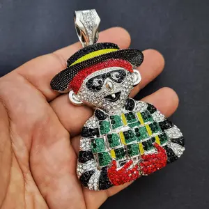 Large Money Gang hip hop iced cubic zirconia gold/silver plated bling charm pendant jewelry