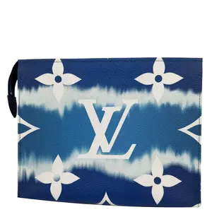 Pre-owned Louis Vuitton Canvas Clutches & Wristlets Toiletry 26 Giant Monogram Giant Escale Pouch Blue