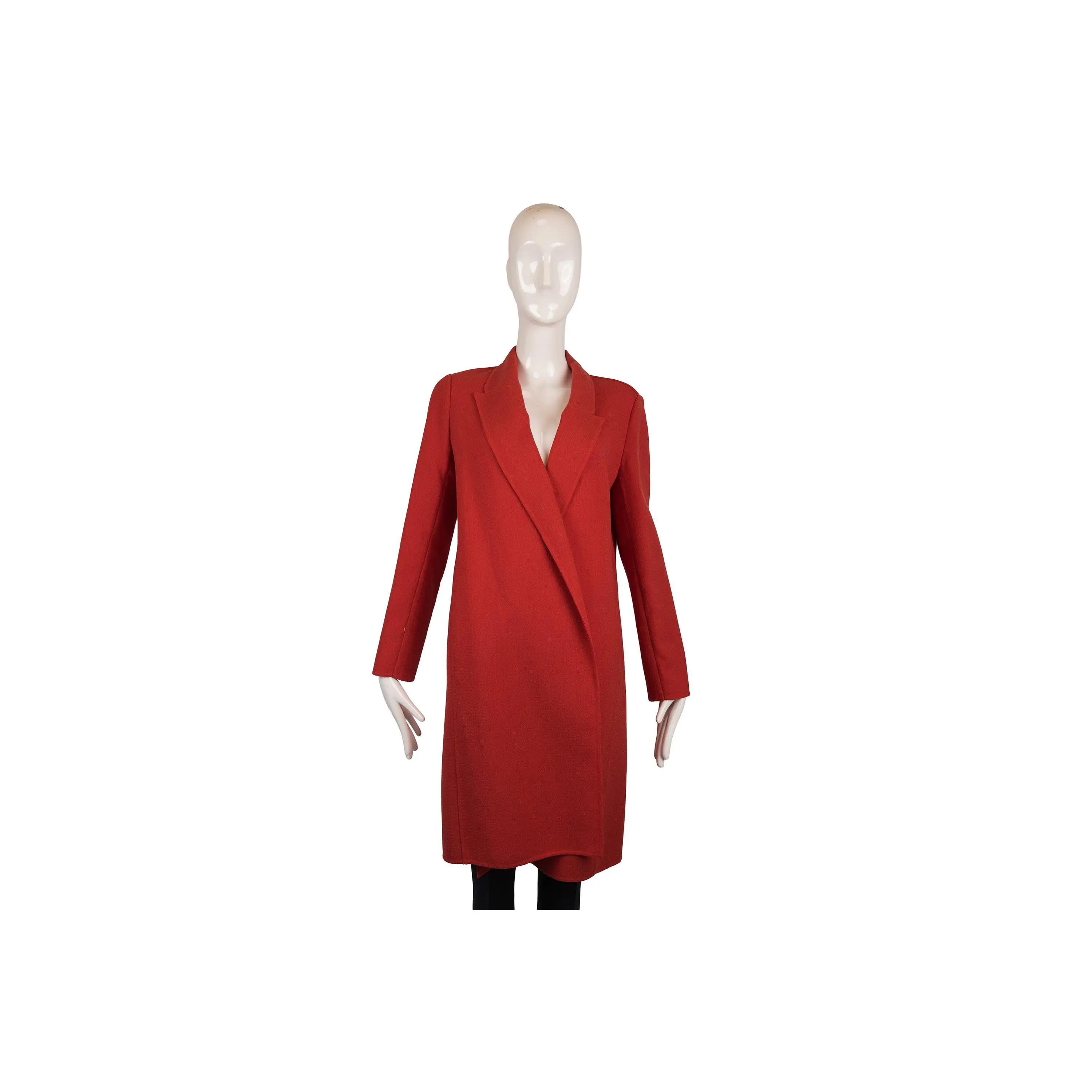 Lafayette 148 Red Wool Crepe Open-Front Long Jacket Size S