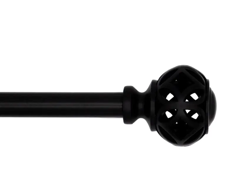 1/2 inch Black Cage, 48” to 84" Width, Single Curtain Rod Set 1/2 inch Black Cage, 48” to 84" Width, Single Curtain Rod Set