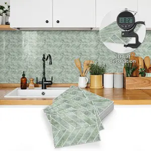 Colorful Tile Stickers in 12/24pcs, Textured Geometric Herringbone Pattern, Detachable Self-Adhesive for Home Decoration, Perfect for Kitchens Bathrooms Living Rooms