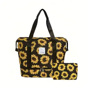 Lightweight Sunflower Pattern Overnight Duffle Bag - Versatile, Large Capacity, Ideal for Traveling, Sports & Outdoor Gym Use