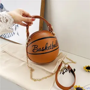 Trendy Basketball Shape Round Crossbody Bag for Women, Cute Novelty Mini Shoulder Bag, Sport Style Circle Purse, Lightweight Chain Handbag, Statement Fashion Bag for Streetwear, Outfits & Everyday Use