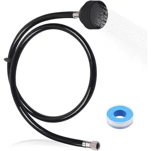 Shampoo Bowl Sink Hose with Sprayer Salon Spray Head Attachment for Shampoo Bowl Faucet Vacuum Breaker for Salon Sink Barber Shop Spa 1/4" Thread 46" Long