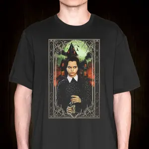 Christina Ricci as Wednesday Addams T-Shirt, Movie Film, Vintage Retro Unisex Streetwear, Fashion Cotton, Full Colors, Full Sizes, For Men, For Women
