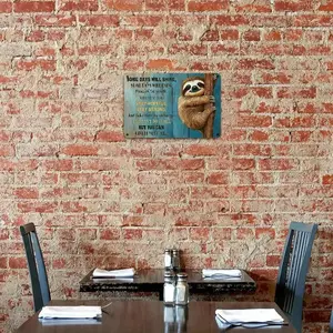 1pc Vintage-Style Sloth Motivational Sign, 8x12in - Rustic Blue Plank Design with Inspirational Quote, Perfect for Home & Youngsters' Room Decor, Easy-to-Hang Metal Wall Art, Front Door Decor Novelty Sign, Home