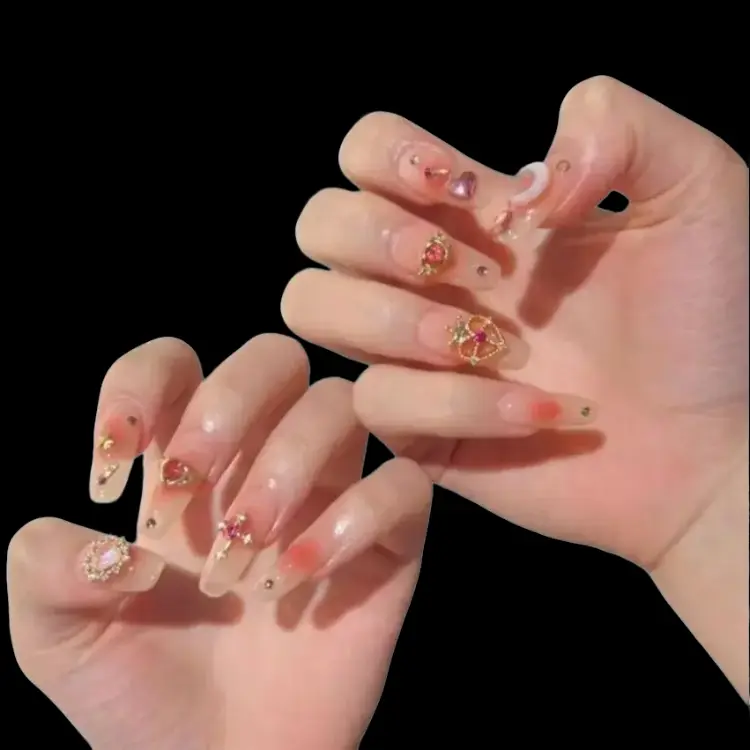 Press on Nails, 10Pcs Handmade Fashion Cute Almond Shape Acrylic Glue on Nails (OPP Bag Packaging), Almond Shape Nails