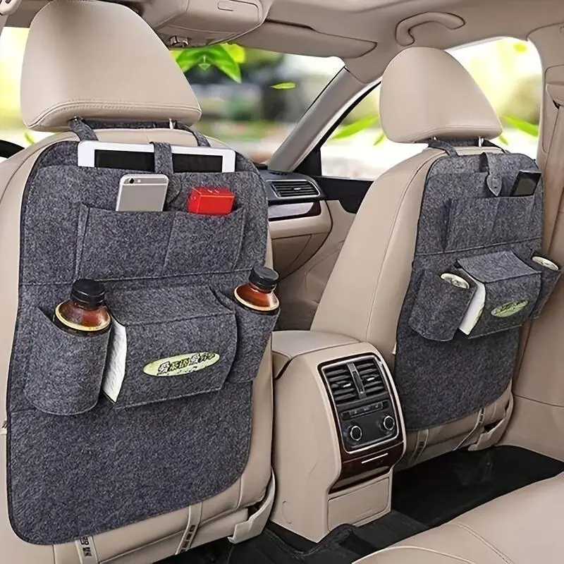 2-Pack Felt Car Backseat Organizer with Multiple Pockets, Universal Hanging Interior Accessory for Tidy Vehicle Storage, Car Interior Accessory, Universal Car Accessories