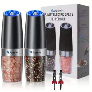 【SUMNEW-STORE】2-Pack Electric Salt and Pepper Grinder Set, Automatic Operation, LED Indicator Light, Adjustable Coarseness, Large Capacity Spice Grinder- Heavy-Duty Electric Grinder, One-Button Operation, Battery-Powered- Ideal for Kitchen