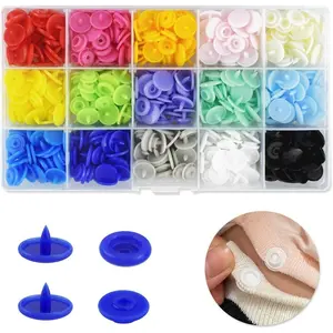 150 Sets Plastic Snaps Fasteners T5  Snap Buttons Kit Plastic Snap Buttons for Clothing Sewing Crafting No-Sew Round Buttons with Storage Organizer for Crafts Cloth Diaper Bibs Bags (15 Colors)