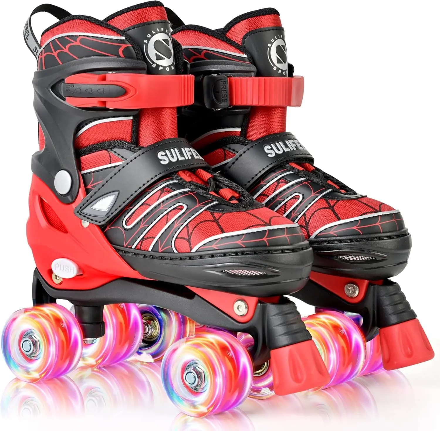 SULIFEEL Light Up Kids Roller Skates, 4-Size Adjustable Inline Skates for Boys Ages 3-5 5-8 6-12, Flashing Wheels Beginner Skates, Perfect Birthday Festival Gift for Indoor Outdoor Sports Activities