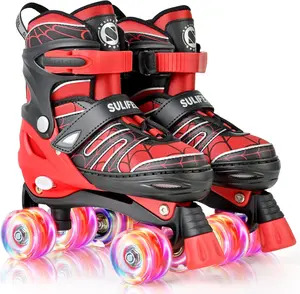 SULIFEEL Light Up Kids Roller Skates, 4-Size Adjustable Inline Skates for Boys Ages 3-5 5-8 6-12, Flashing Wheels Beginner Skates, Perfect Birthday Festival Gift for Indoor Outdoor Sports Activities