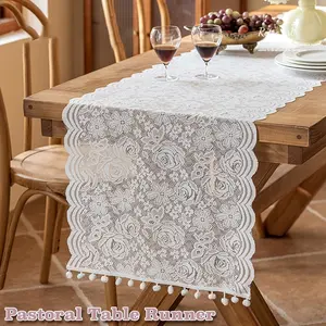 1 Pack French Country Style Lace Table Runner | Minimalist Elegant Long Table Cover | Universal Decor for Dining Table Sideboard Wedding Party Home Use