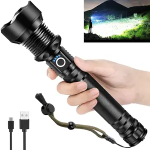 1PC Rechargeable  LED Tactical Flashlight: High Lumens, Zoomable, & Waterproof - Perfect for Outdoor Adventures, Home Security & Emergencies Adjustable Waterproof Flashlight