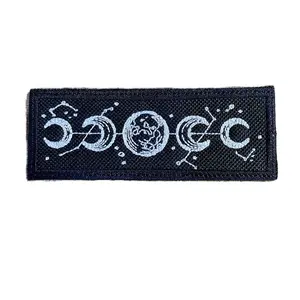 Vintage Celestial Moon Phases Embroidered Patch - Add Celestial Magic to Clothes Bags - Sew On or Iron On - Customizable Color - Made to Order - 1.36" X 3.86", 2.09" X 6.00", 2.74" X 7.8" Embroidery Craft Embroidery Art