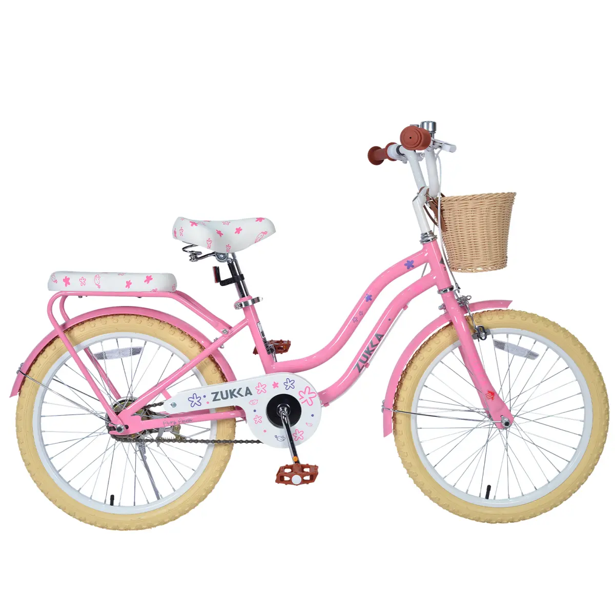 Aobtkel 20-Inch Girls' Bike with Basket & Bike Seat, Low-Step Steel Frame, Front Caliper/Rear Band Brakes, Chain Guard, CPC-Compliant, 20x2.125 Wide Tires for 7-10 Years Old Youth, Outdoor Neighborhood Park Use, Gift Idea
