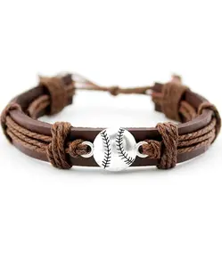 Soul Statement Leather Wrap Bracelet for Men and Teens - Soccer Football Charm Jewelry