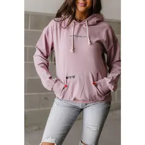 University Hoodie- Call Your Mom Purple Triple Stretch Cotton Spandex Oversized Look with Kangaroo Pocket & Heart Design