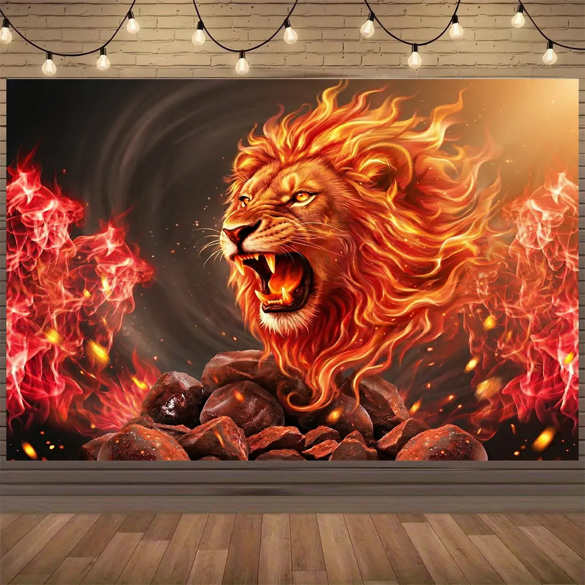 Lion of Judah Polyester Backdrop Kit - Lightweight, Wrinkle-Resistant Synthetic Room Hanging Banner for Wedding, Anniversary Photo Booth Decor