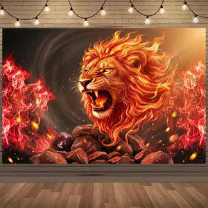 Vibrant Lion of Judah Backdrop | Majestic Theme Party Photo Banner