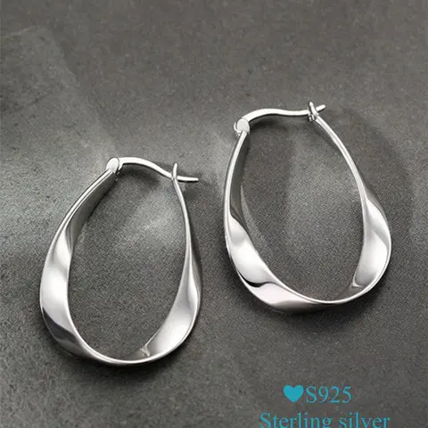 925 Sterling Silver Minimalist Geometric Design Dangle Hoop Shape Earrings, Mother's Day Gift, Fashionable Earrings for Women, Elegant Minimalist Earrings, Trendy All-match & Exquisite Jewelry for Gift, Circle Shape Earrings, Earrings Hoops