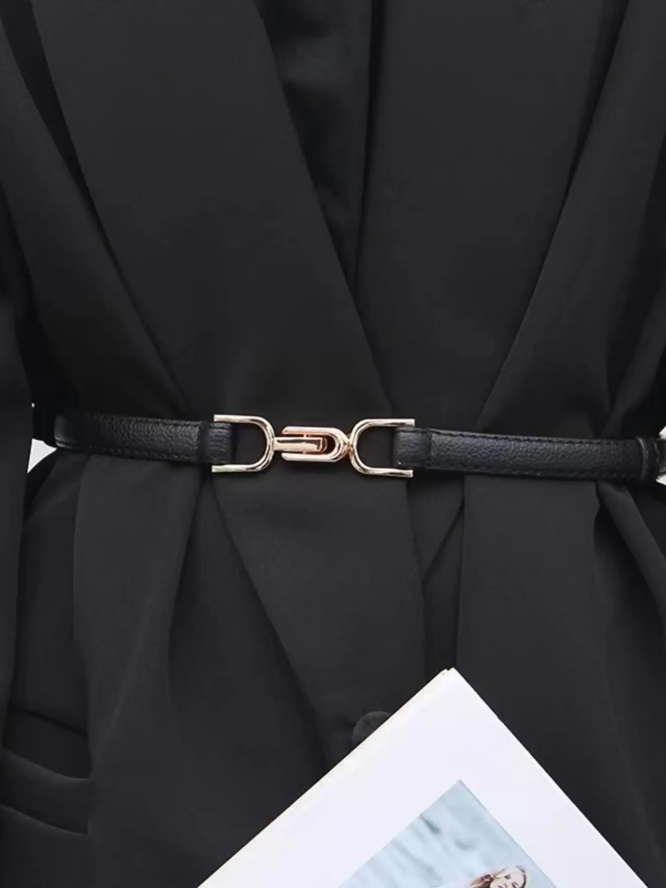 Women's Simple Metal Buckle Waist Cinch Elastic Belt, Fashionable Elegant Belt for Suit Dresses, Belts for Dresses, All Seasons Accessory, Waistband Buckle