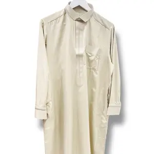 Talha Thobe- traditional thobe available in Beige and Echo. Soft and lightweight material with minimal design.