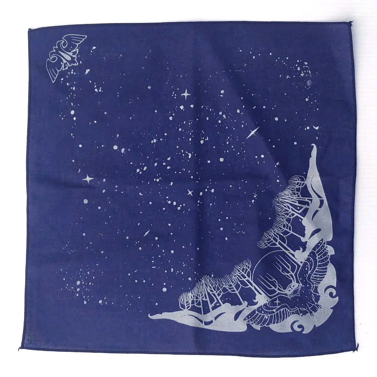 Winter Solstice Guardian Hand Screen Printed Cotton Handkerchief Pocket Square Pure