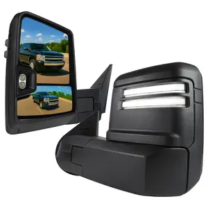 2007-2013 GMC Sierra Silverado 1500 Power Adjustable, Heated, & Manual Extendable Towing Mirrors w/ Smoked Lens LED DRL, Turn Signal and Clearance Lights