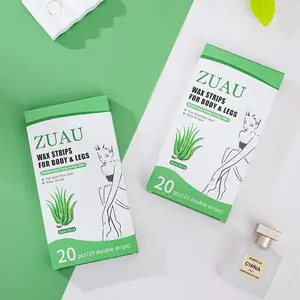 20PCS Aloe Vera Double-Sided Wax Strips | Disposable Non-Woven Hair Removal Paper for Body & Legs | Beeswax & Honey Infused | Painless, Moisturizing & Gentle Skin Care