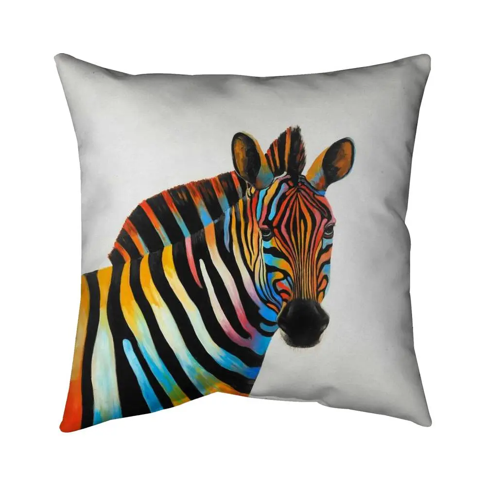 16x16 in. 360 Stand Wildlife Blue Accent Pillow - Zebra Profile, Zebra Stripes, Vibrant Print, Wildlife Art, Polyester Fill, Home Decor Textile Accessory, Polyester Cushions, Bedroom Decor