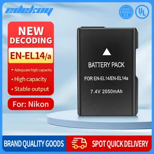 EDEKOY 2 EN-EL14  Battery  2050mAh Li-ion Batteries Compatible with Nikon & FREE GIFT Black Camera, Vlog kit Camera Smartphone